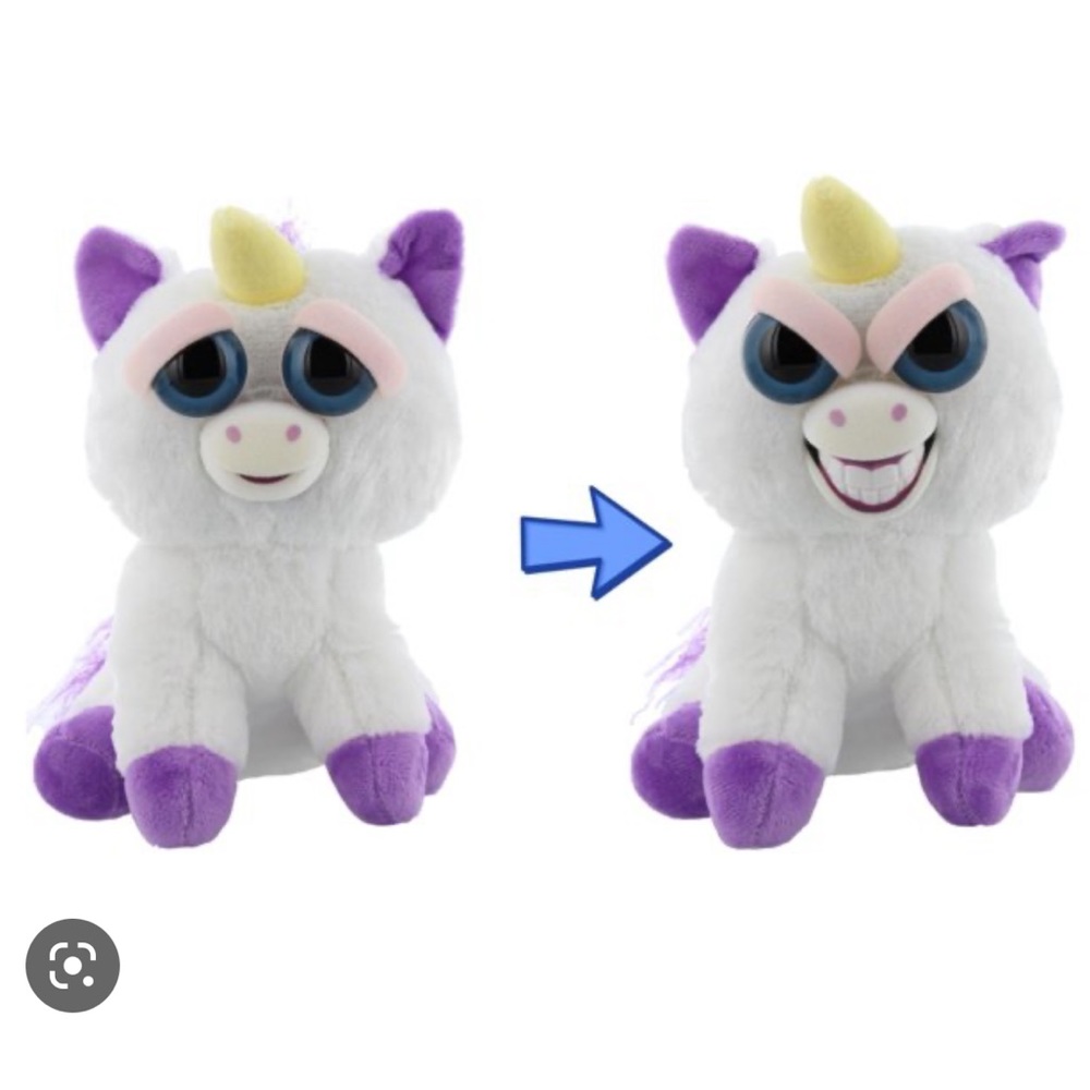 Feisty Pets Expressions:  9" Plush Stuffed Unicorn That Grins With a Squeeze